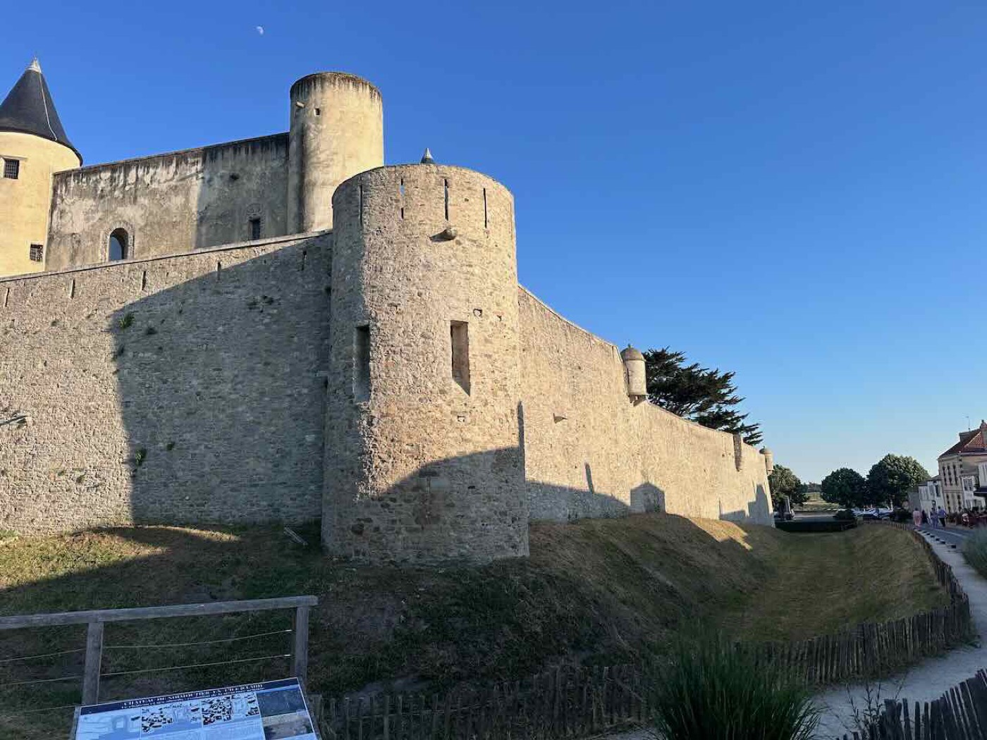 The ramparts of the medieval château de Noirmoutier in golden light