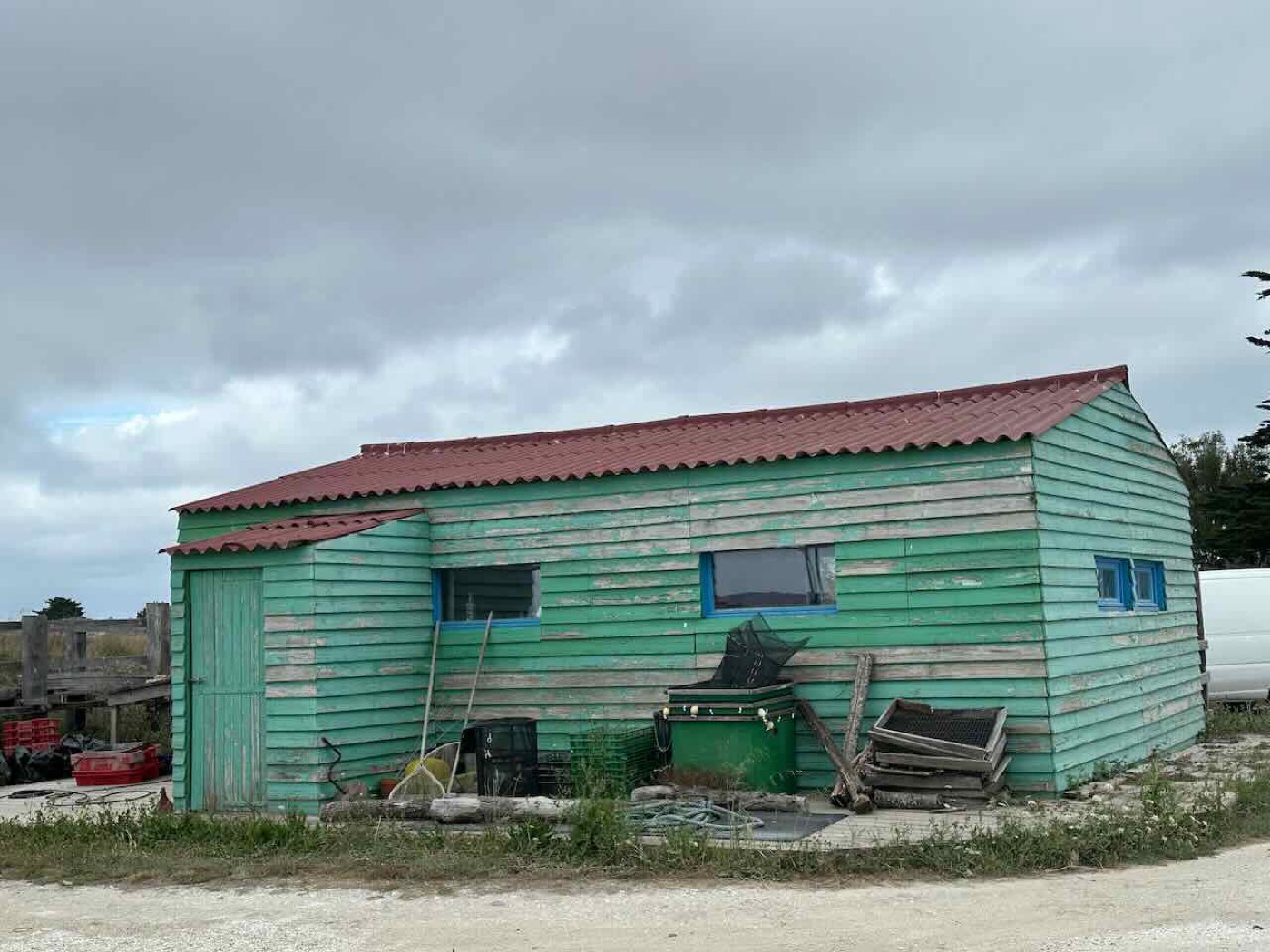 A traditional green salt-marsh hut
